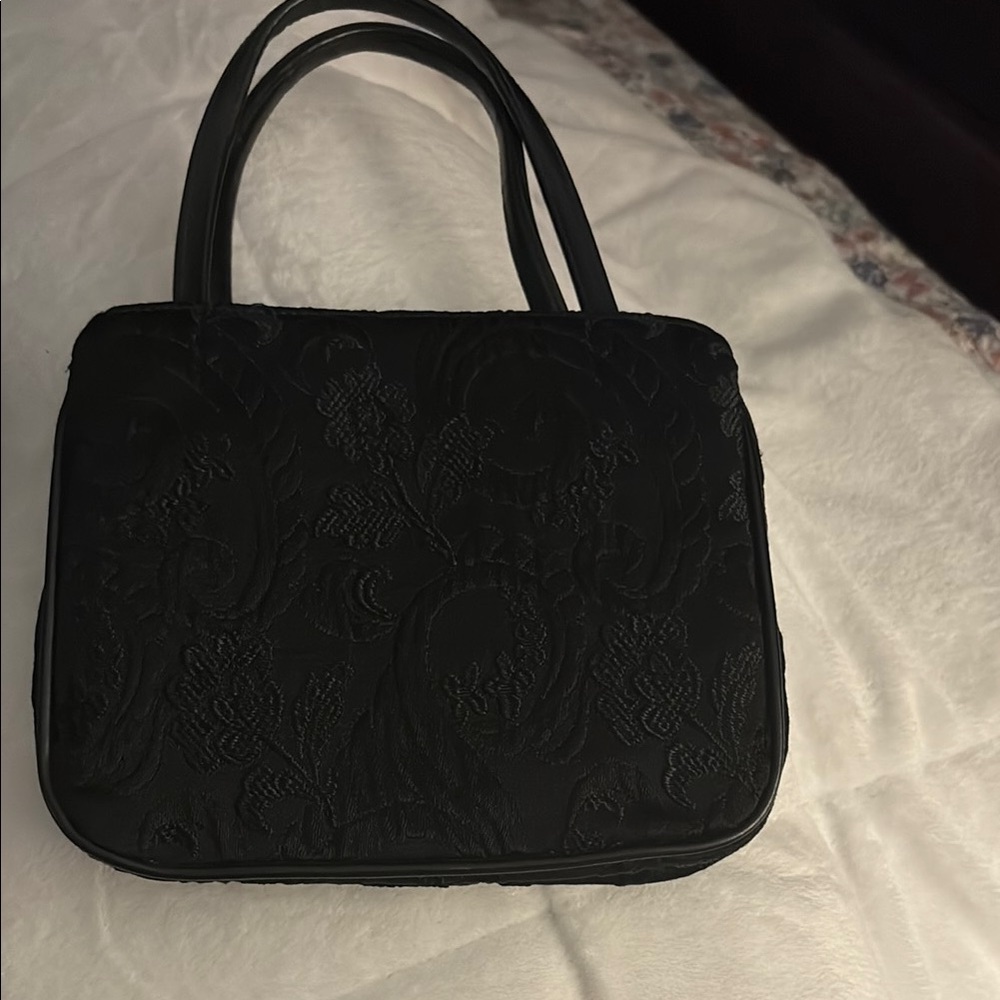 Elegant Black Embossed Handbag